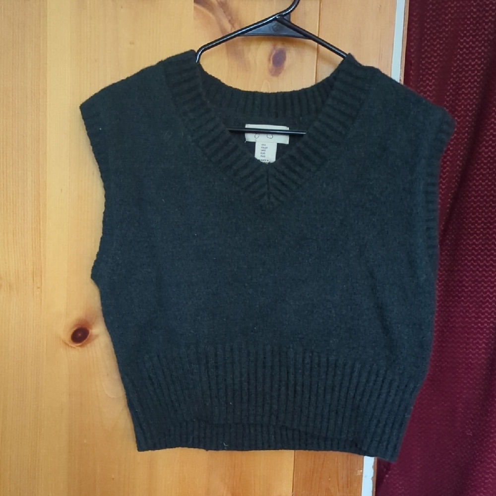 Black Sleeveless Sweater Vest